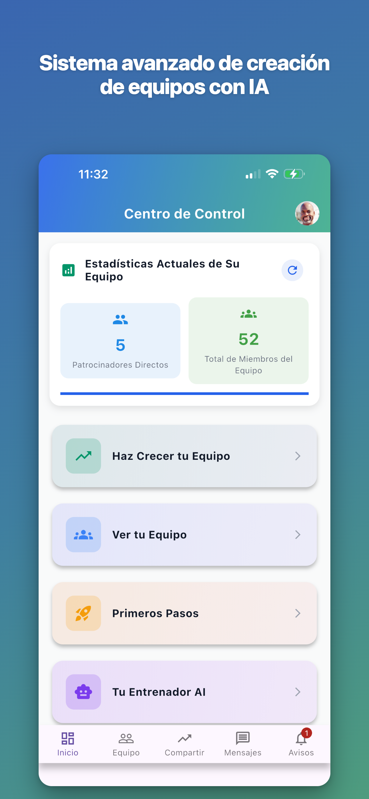 Sistema avanzado de creación de equipos con IA